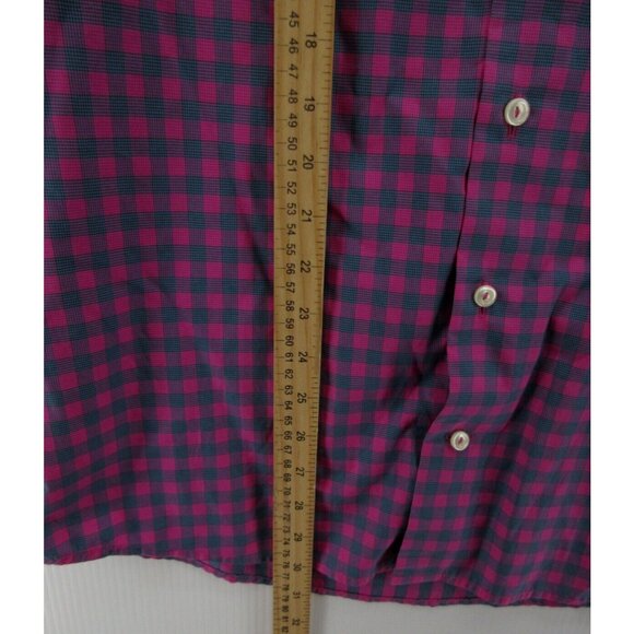 Eton Shirt 16 Pink Button Down Plaid Slim Preppy Casual Woven Large - Picture 4 of 10